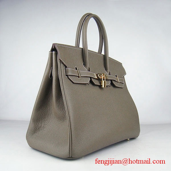 Hermes Birkin 35cm Tendon Veins Leather Bag Khaki Gold Hardware