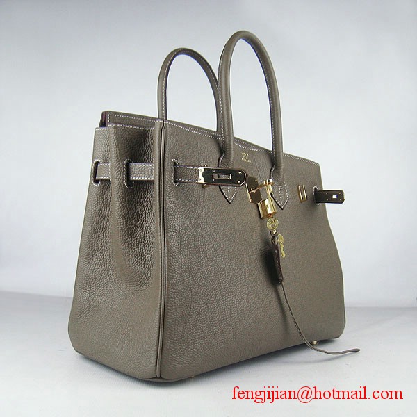 Hermes Birkin 35cm Tendon Veins Leather Bag Khaki Gold Hardware