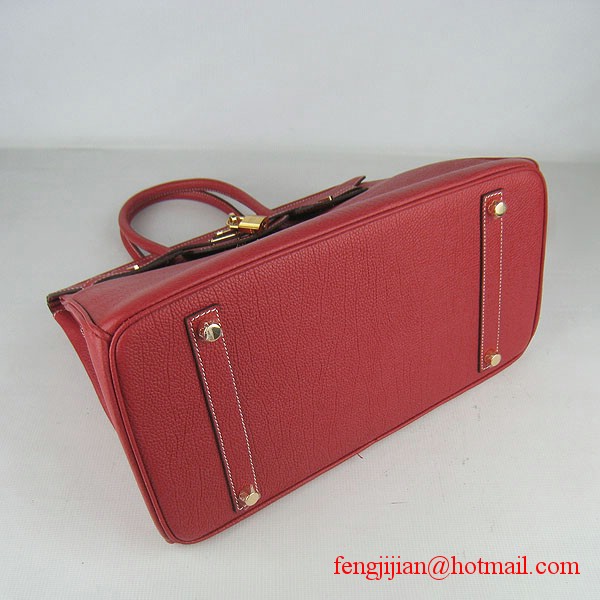 Hermes Birkin 35cm Tendon Veins Leather Bag Red Gold Hardware