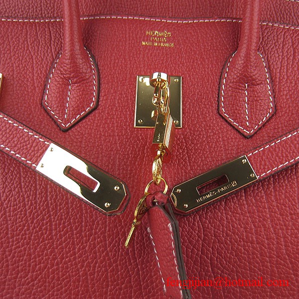 Hermes Birkin 35cm Tendon Veins Leather Bag Red Gold Hardware