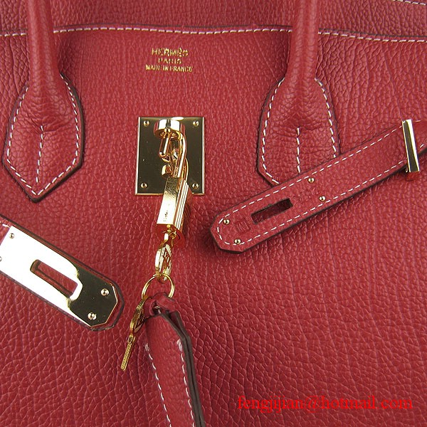 Hermes Birkin 35cm Tendon Veins Leather Bag Red Gold Hardware