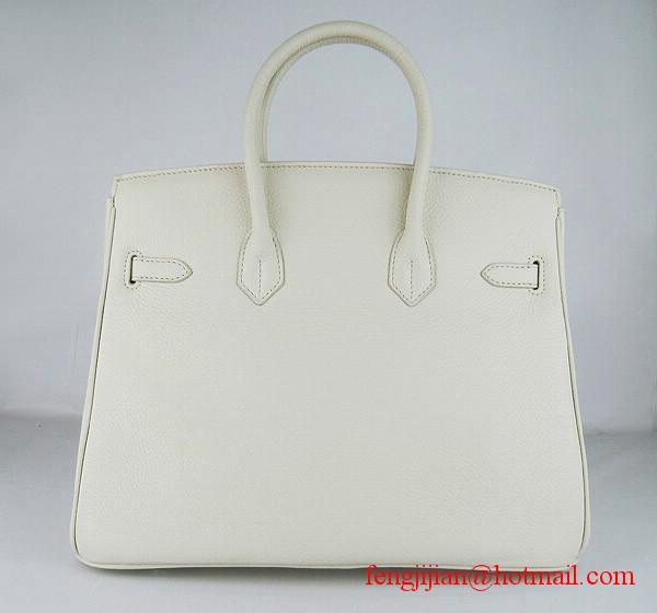 Hermes 35cm Embossed Veins Leather Bag Beige 6089 Silver Hardware