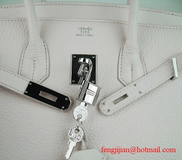 Hermes 35cm Embossed Veins Leather Bag Beige 6089 Silver Hardware