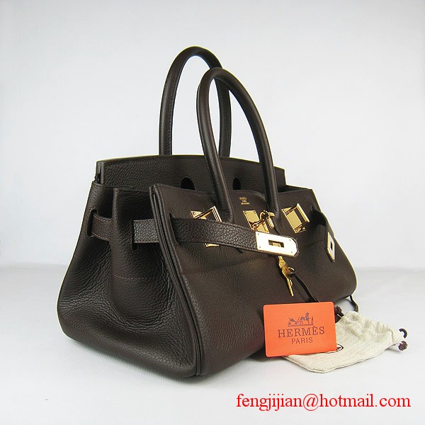 Hermes Birkin 42cm Togo Leather Bag 6109 gold padlock Dark Coffee