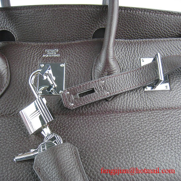 Hermes Birkin 42cm Togo Leather Bag 6109 Dark Coffee silver padlock