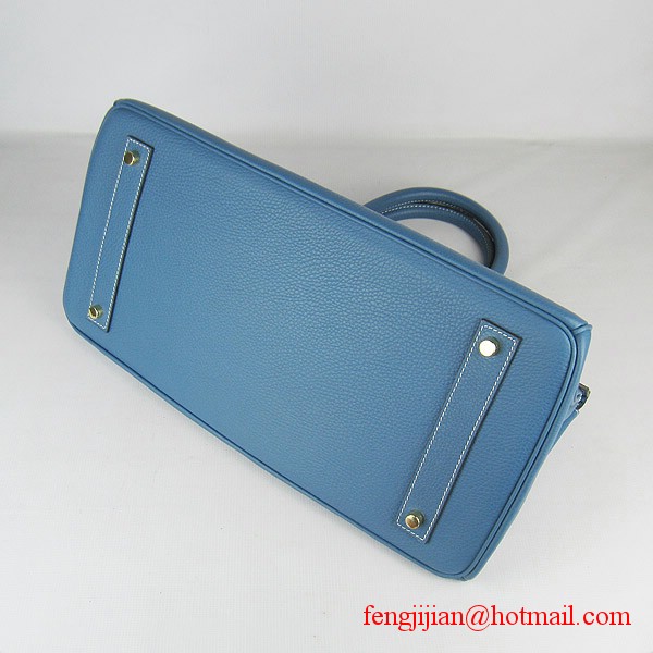 Hermes Birkin 42cm Togo Leather Bag 6109 Blue gold padlock