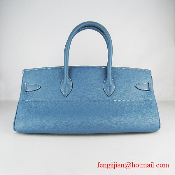 Hermes Birkin 42cm Togo Leather Bag 6109 Blue silver padlock