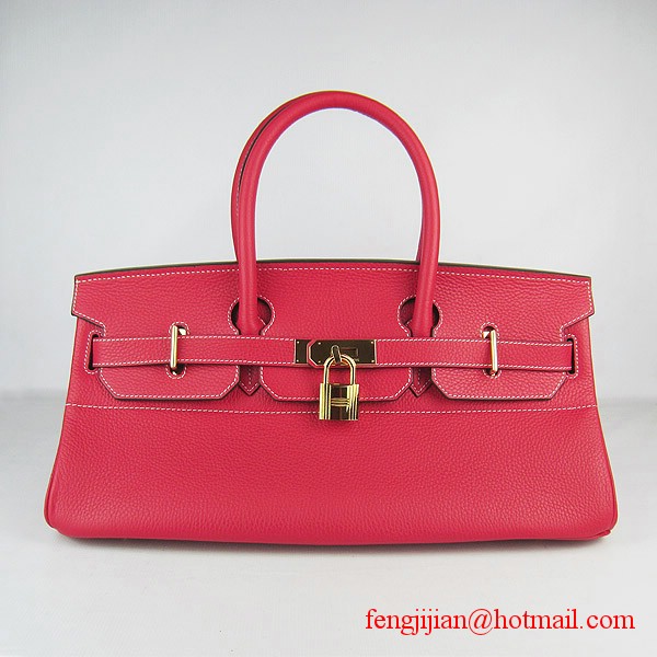 Hermes Birkin 42cm Togo Leather Bag 6109 Red gold padlock