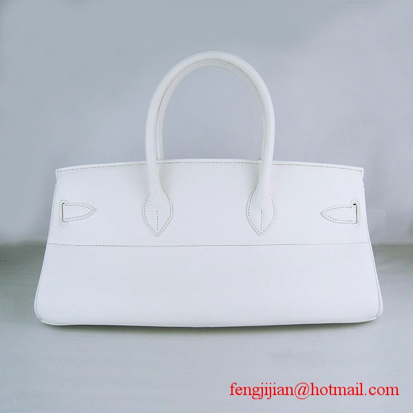 Hermes Birkin 42cm Togo Leather Bag 6109 White silver padlock