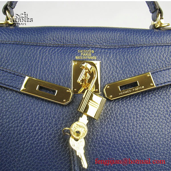 Hermes Kelly 32cm Togo Leather Bag Dark Blue 6108 Gold Hardware