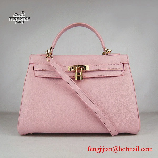 Hermes Kelly 32cm Togo Leather Bag Pink 6108 Gold Hardware