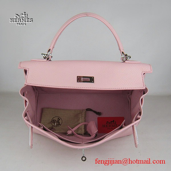 Hermes Kelly 32cm Togo Leather Bag Pink 6108 Silver Hardware