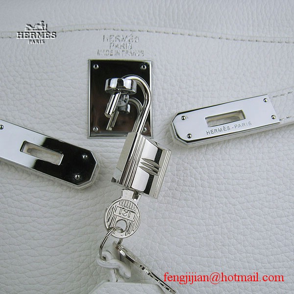 Hermes Kelly 32cm Togo Leather Bag White 6108 Silver Hardware