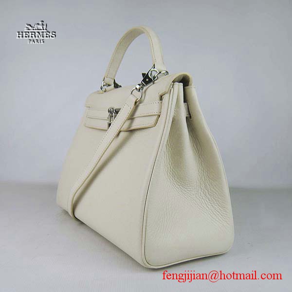 Hermes Kelly 32cm Togo Leather Bag Beige 6108 Silver Hardware