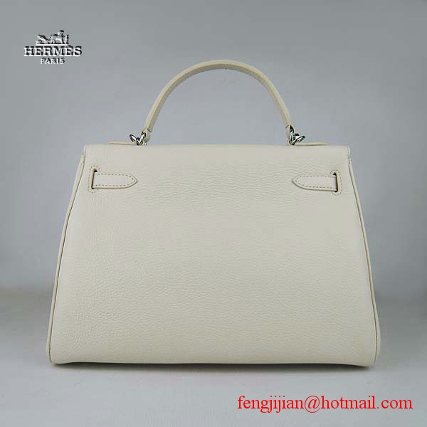 Hermes Kelly 32cm Togo Leather Bag Beige 6108 Silver Hardware