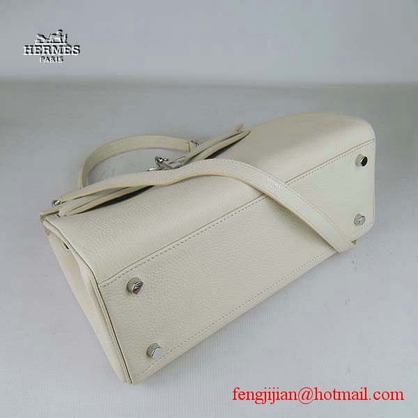 Hermes Kelly 32cm Togo Leather Bag Beige 6108 Silver Hardware