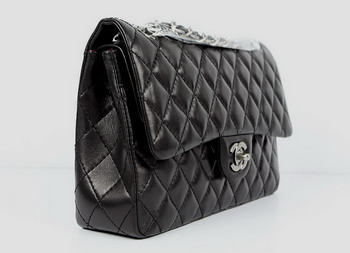 Chanel 2.55 Quilted Flap Handbag A1112 Black with Silver Hardware